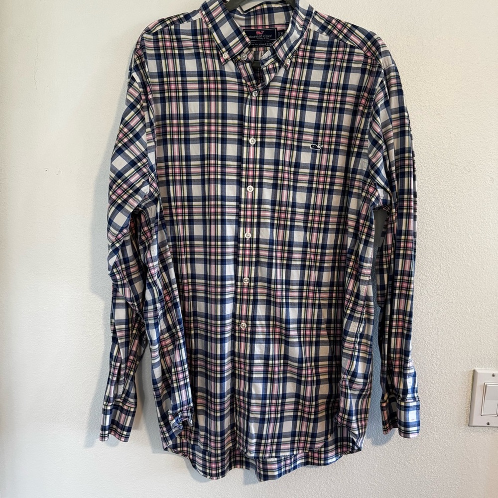 Vineyard Vines Slim Fit Whale Plaid Men's Shirt Size XL